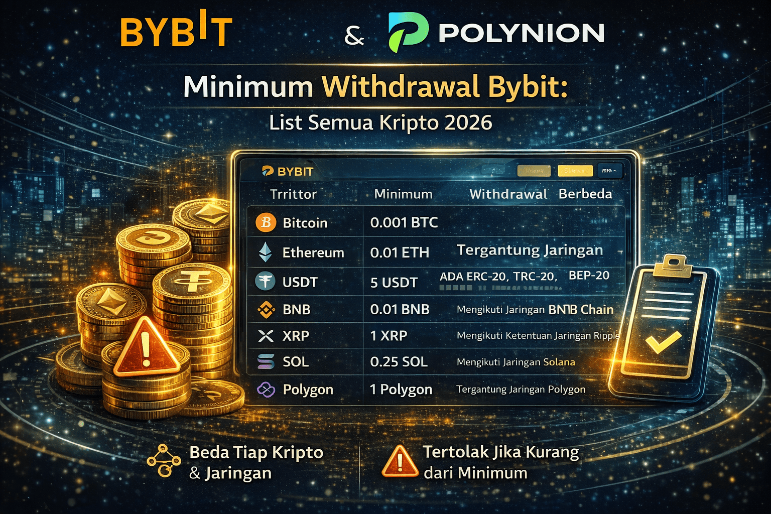 Minimum Withdrawal Bybit: List Semua Kripto 2026